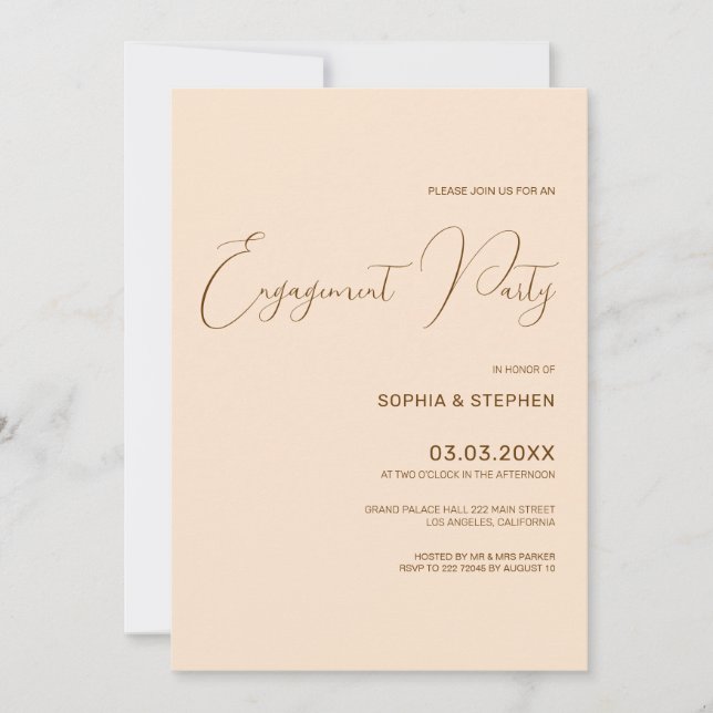 Blush Background Minimalism  Engagement Invitation (Front)