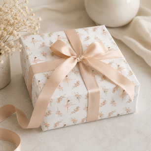 Blush Ballerina Floral Pattern Birthday Gift Wrapping Paper