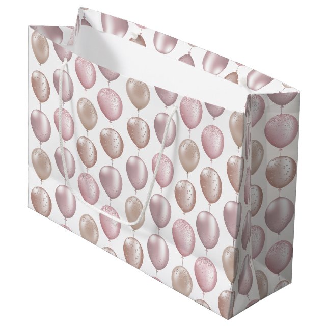 Blush Balloons Birthday Large Gift Bag (Front Angled)