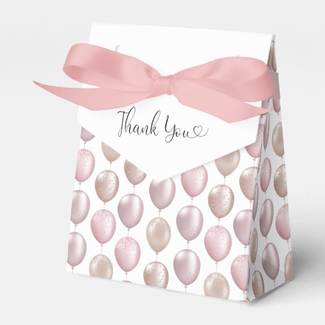 Blush Balloons Birthday Thank You Favour Box (Front Side)