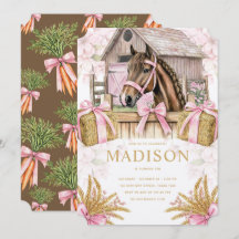 Blush Barn Horse Birthday Invitation for Girls
