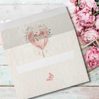 Blush Baroque Floral Heart & Butterfly Valentines Envelope