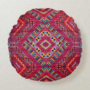 Blush Bazaar: Pink Moroccan Heritage Elegance Round Cushion
