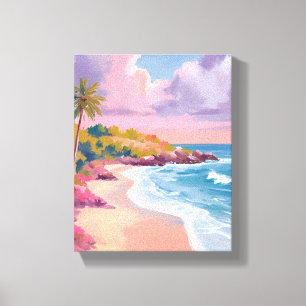 Blush Beach Pink Ocean Painting Canvas Print