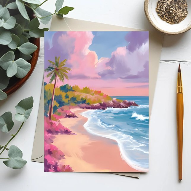 Blush Beach | Pink Ocean Painting Postcard (Creator Uploaded)
