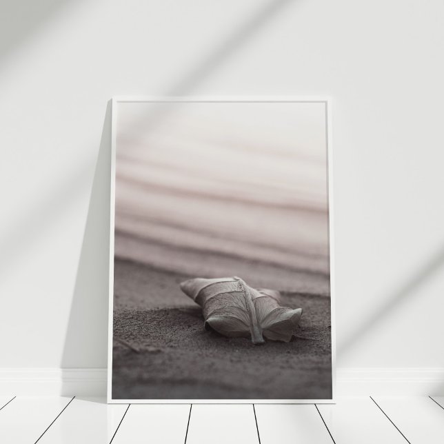 Blush Beach with Leaf Poster (Blush Beach with Leaf Poster in white frame.)