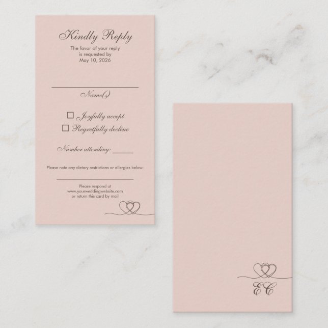 Blush Beige Modern Mix and Match Wedding RSVP Card (Front/Back)