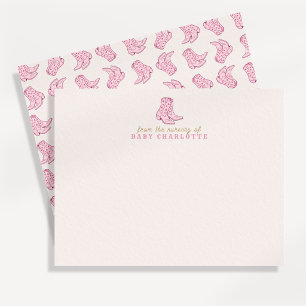 Blush Beige Rodeo Boots Nursery Note Card