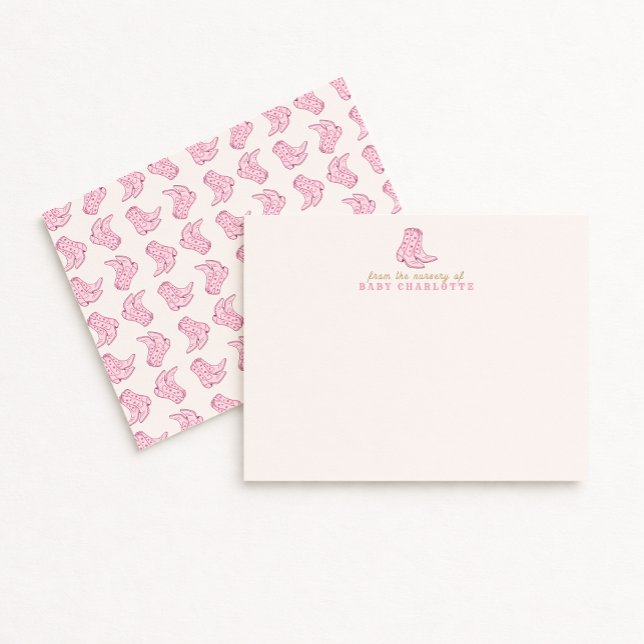Blush Beige Rodeo Boots Nursery Note Card (Creator Uploaded)