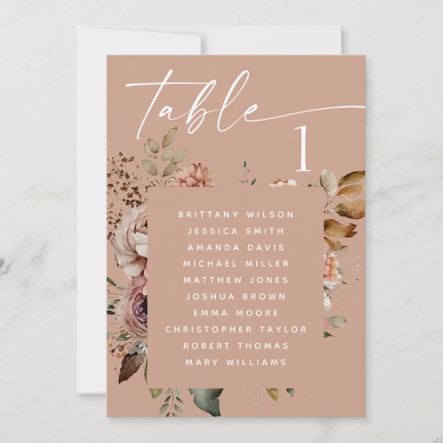 Blush Beige Romantic Floral Wedding Seating Chart Invitation (Front)