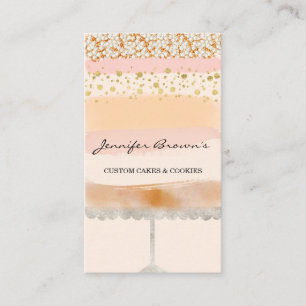 Blush Beige Wedding Baked Goods Cake Bakery Business Card