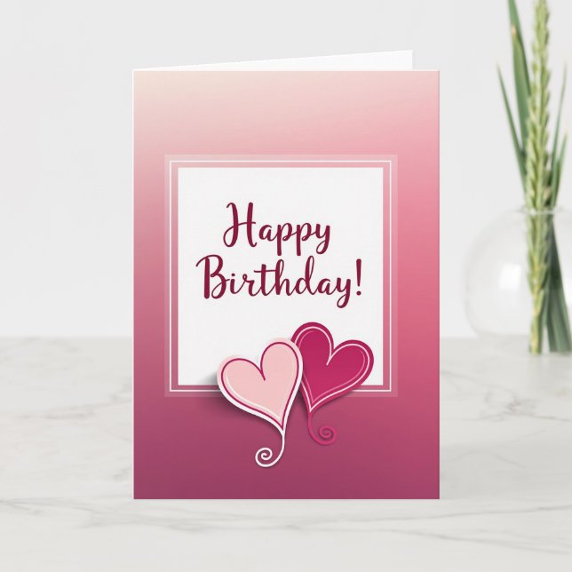 Blush Berry Gradient Birthday Card (Front)
