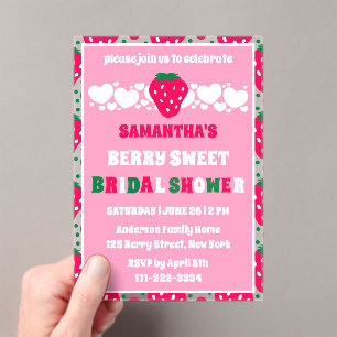 Blush Berry Sweet Bridal Celebration Acrylic Invitations