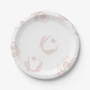Blush Black Classy Floral Rose Dress Bridal Shower Paper Plate