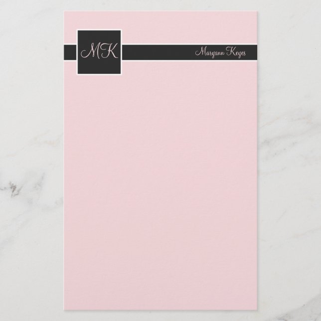 Blush & Black Colour Block Stationery (Front)