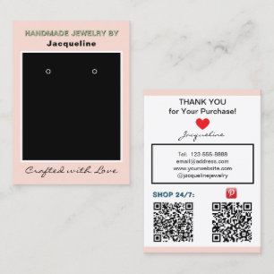 Blush Black Jewelry Earrings QR Codes Business Card