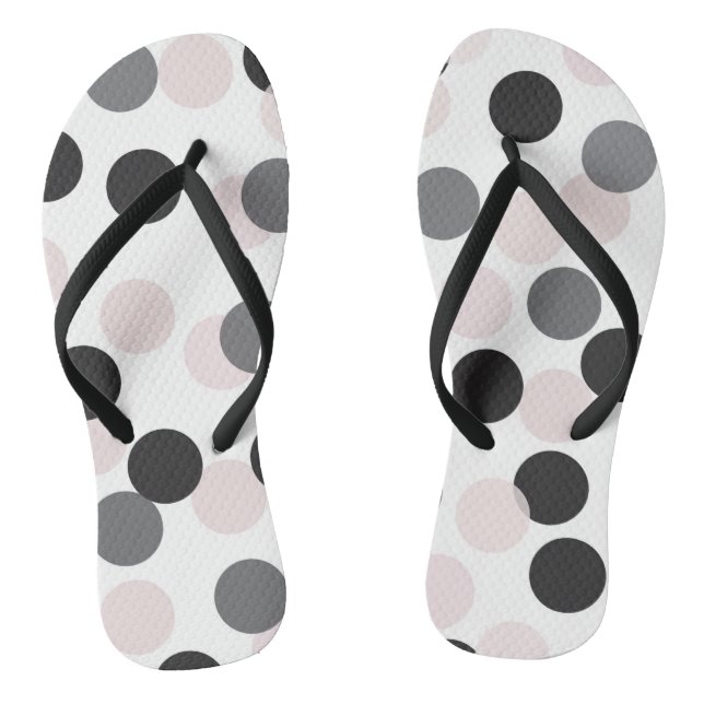 Blush & Black Large Bokeh Confetti Dots Pattern Jandals (Footbed)