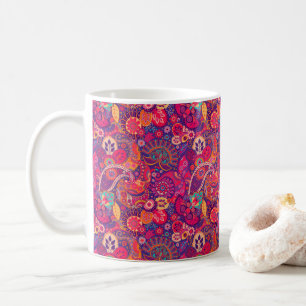 Blush Bloom: Artistic Pink Garden Pattern Coffee Mug