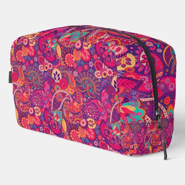 Blush Bloom: Artistic Pink Garden Pattern Dopp Kit (Right Corner)