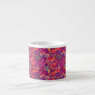 Blush Bloom: Artistic Pink Garden Pattern Espresso Cup