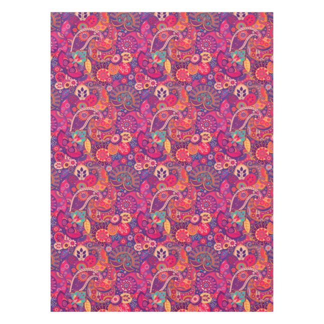 Blush Bloom: Artistic Pink Garden Pattern Tablecloth (Front)