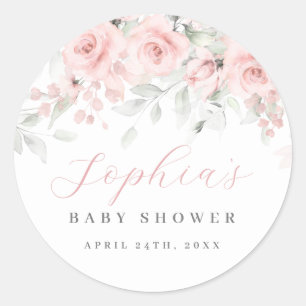 Blush Bloom Baby Shower Classic Round Sticker