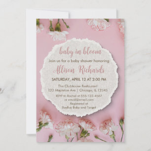 Blush Bloom Baby Shower Invitation   Elegant Pink 