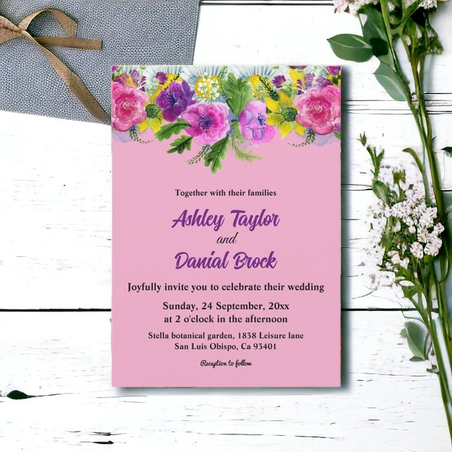 Blush Bloom Botanical Country Boho Floral Wedding Invitation (Creator Uploaded)