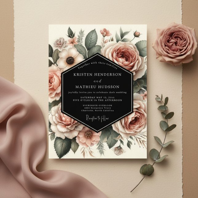 Blush Bloom Botanical Romance Wedding Invitation (Creator Uploaded)