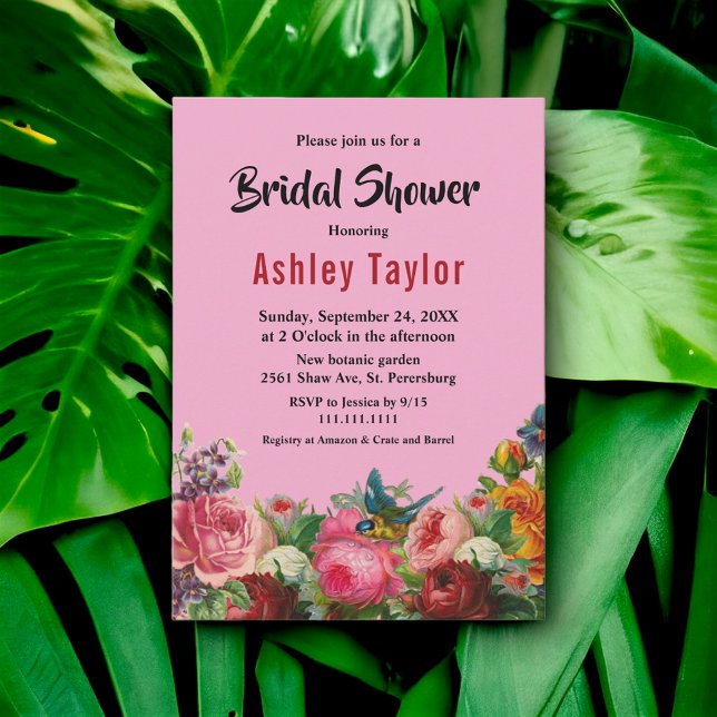 Blush Bloom Colourful Roses Floral Bridal Shower Invitation (Creator Uploaded)