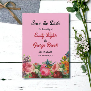 Blush Bloom Colourful Roses Romantic Floral Weddin Save The Date