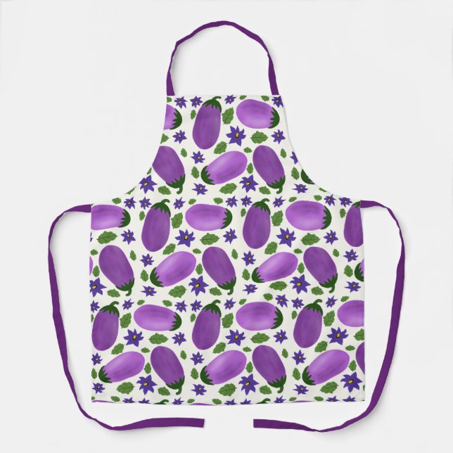 Blush & Bloom Eggplant Collection – Ivory Glow Apron (Front)