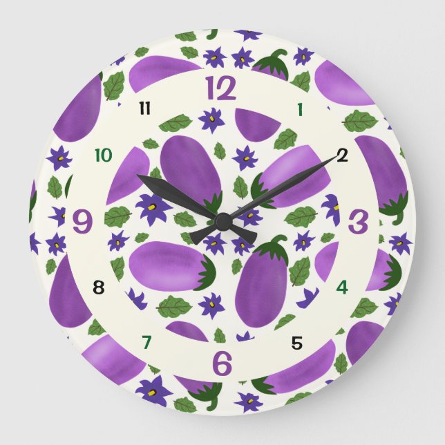 Blush & Bloom Eggplant Collection Large Clock (Front)