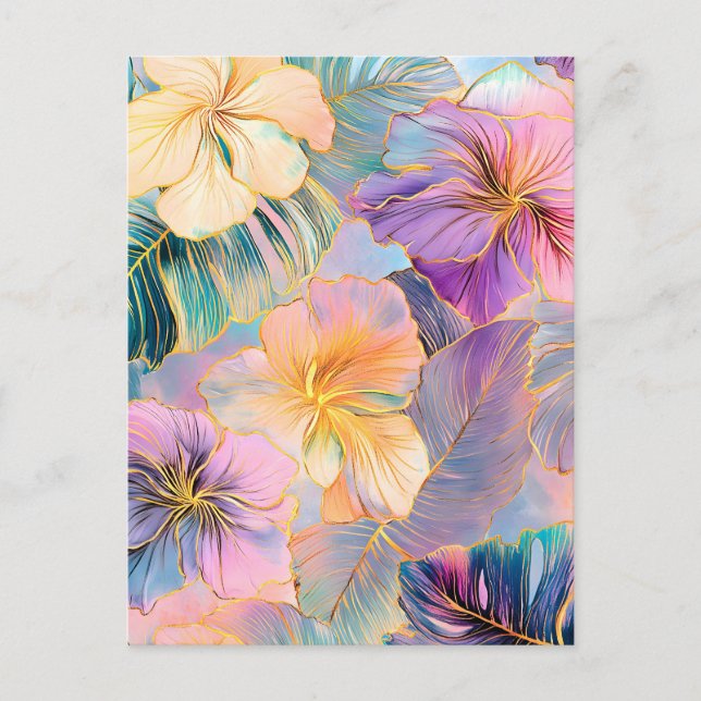 Blush Bloom Exotic Leaves Flower Holiday Postcard (Front)