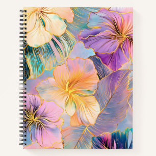 Blush Bloom Exotic Leaves Flower Notebook