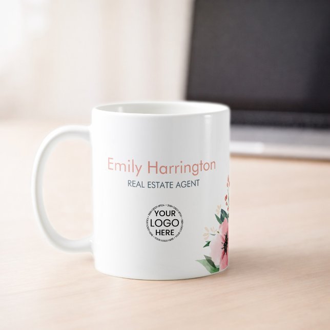 Blush Bloom Grey Real Estate Agent Coffee Mug (Creator Uploaded)