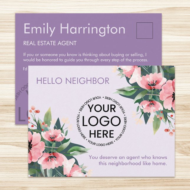 Blush Bloom Introduction Mauve Real Estate Agent Postcard (Creator Uploaded)