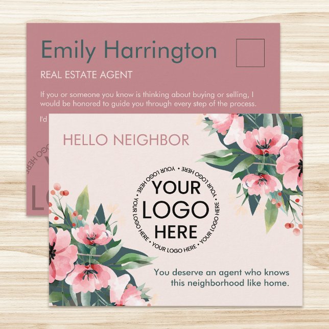 Blush Bloom Introduction Rose Real Estate Agent Postcard (Creator Uploaded)