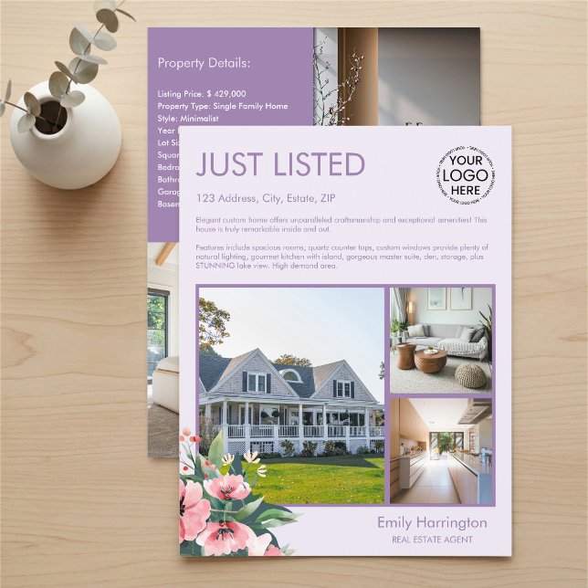 Blush Bloom Listing Mauve Real Estate Agent Flyer (Creator Uploaded)