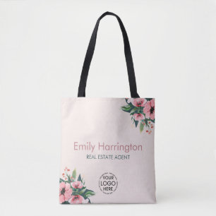 Blush Bloom Rose Real Estate Agent Tote Bag