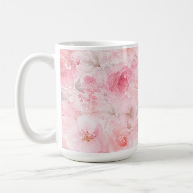 Blush Bloom Watercolor Floral Coffee Mug (Left)