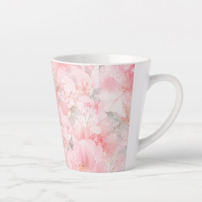 Blush Bloom Watercolor Floral Latte Mug (Right)
