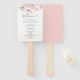 Blush bloom wedding program fan