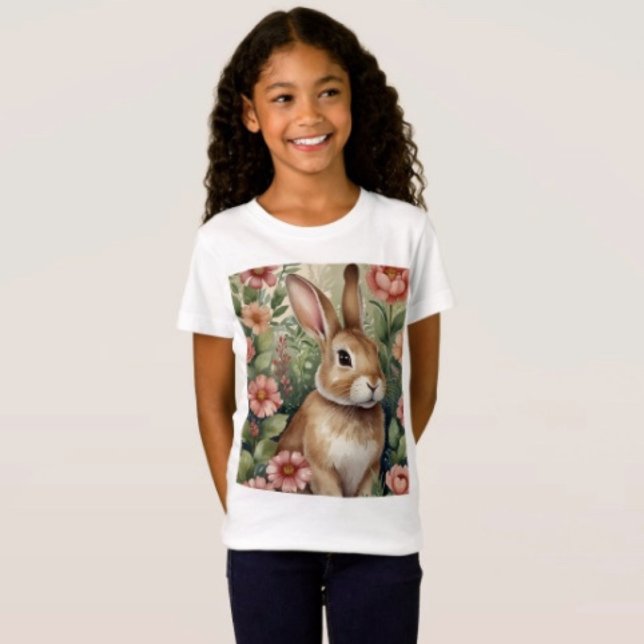 Blush Blooms and Bunny Dreams Kids T-Shirt  (Creator Uploaded)