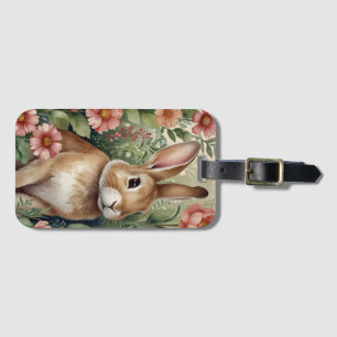Blush Blooms and Bunny Luggage Tag