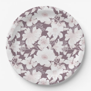 Blush blooms pattern paper plate