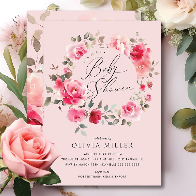 Blush Blossom Baby Shower Invitation (Creator Uploaded)