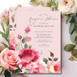 Blush Blossom Bridal Lingerie Shower Invitation