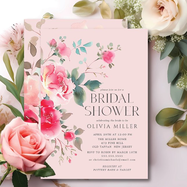 Blush Blossom Bridal Shower Invitation (Creator Uploaded)
