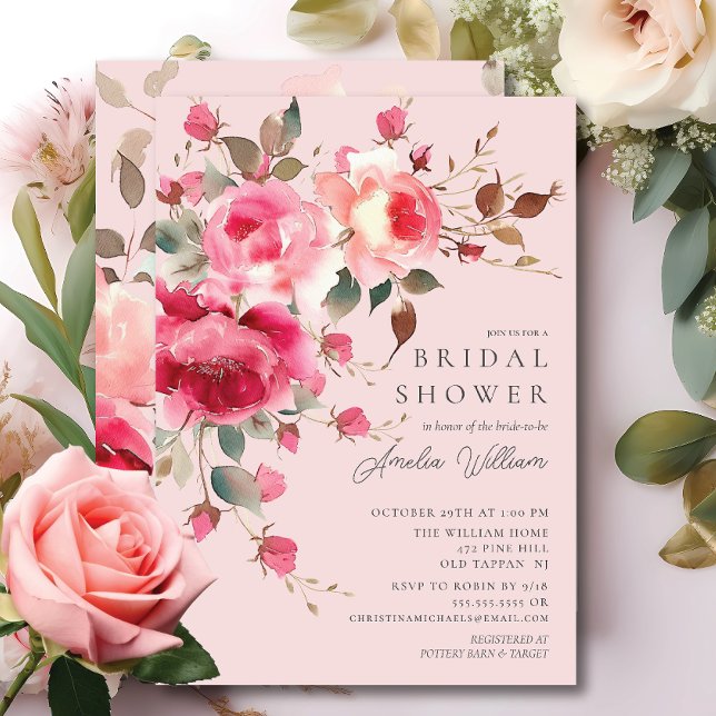 Blush Blossom Bridal Shower Invitation (Creator Uploaded)